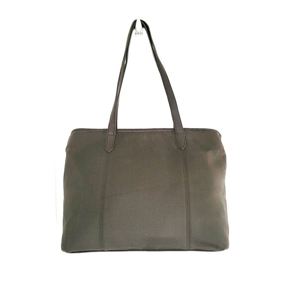 Coach Vintage Gray Neoprane Shoper Tote Shoulder Bag Leather Trim Zipper Soft - Picture 3 of 14